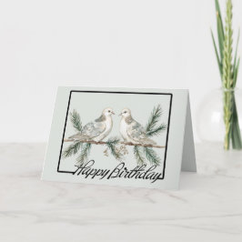 Rustic Grönt Birthday Birds Kort