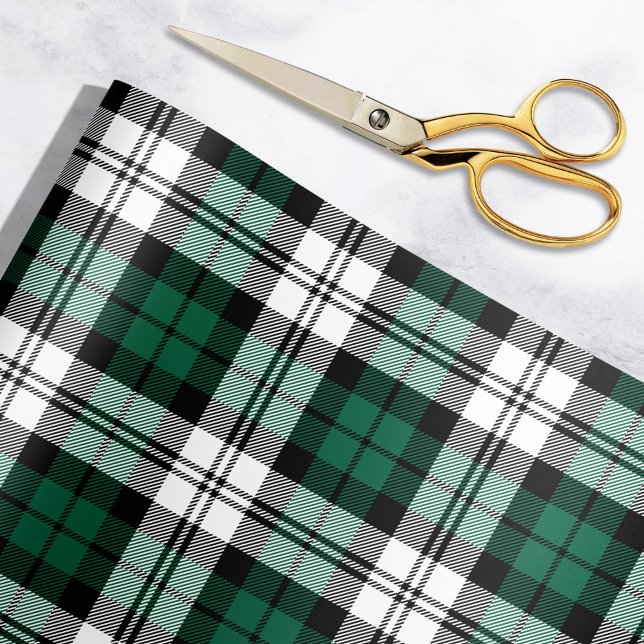 Rustic Grönt Black and White Tartan Play Helgdag Presentpapper (Skapare uppladdad)