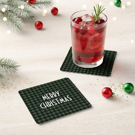 Rustic Grönt & Black Buffalo Play God jul Underlägg Papper Kvadrat