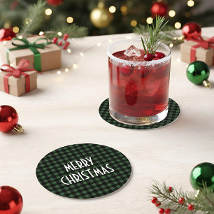 Rustic Grönt & Black Buffalo Play God jul Underlägg Papper Rund
