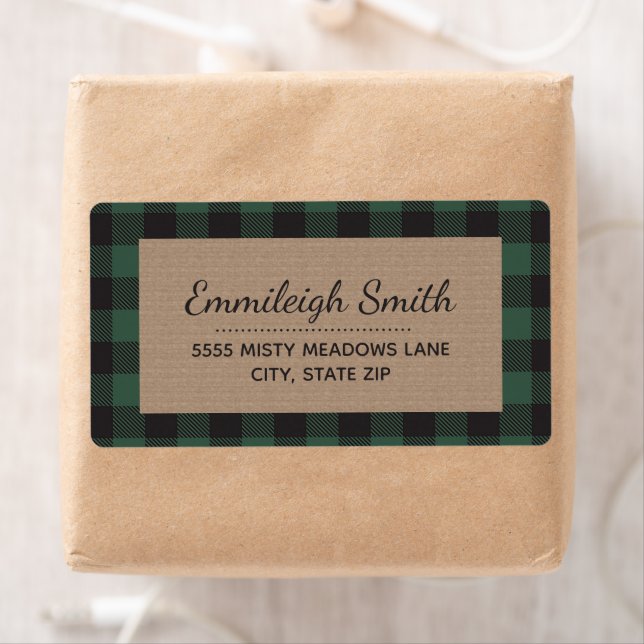 Rustic Grönt Black jul Buffalo Play Kraft Fraktsedel (Insitu)