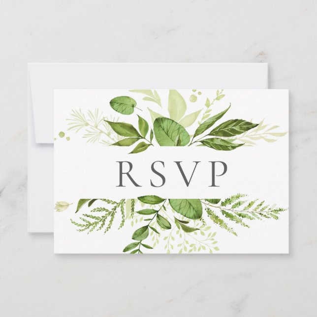 Rustic Grönt Bröllop OSA Cards Greenery (Framsida)