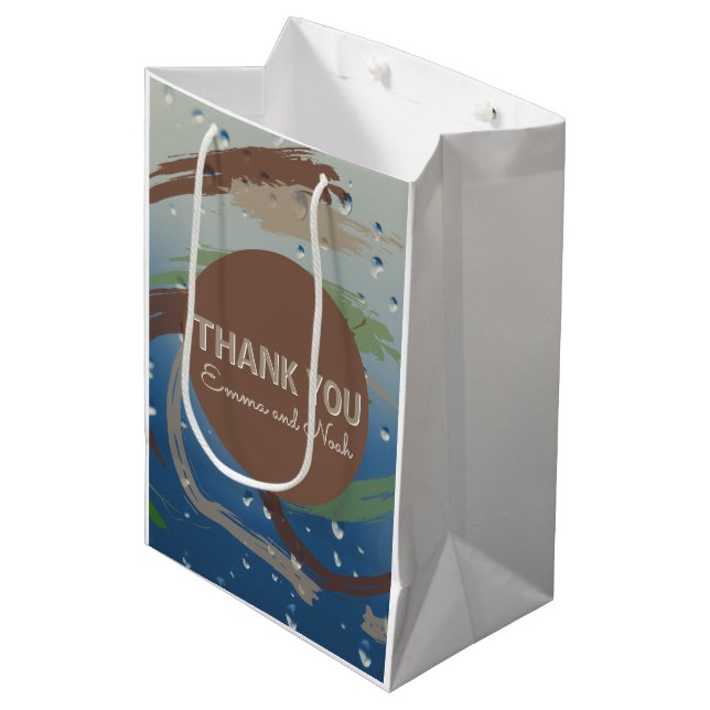 Rustic Grönt, Brown & Beige Brushstroke Tack (Framsidan Vinklad)