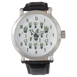 Rustic Grönt Cactus Desert Mönster Armbandsur