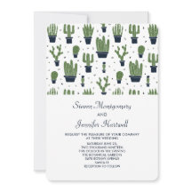 Rustic Grönt Cactus in Flower Pots Mönster Bröllop