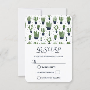 Rustic Grönt Cactus Mönster Bröllop OSA Kort