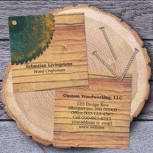 Rustic Grönt Circular Saw Woodworking professionme Fyrkantigt Visitkort
