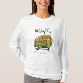 Rustic Grönt Farm Lastbil Thanksgiving Family T Shirt
