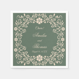 Rustic Grönt Flowers Bröllop Pappersservett