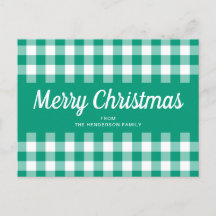Rustic Grönt Gingham Checkered God jul
