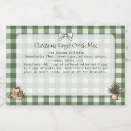 Rustic Grönt Gingham Julgranar Baking Mix Mat Etiketter