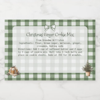 Rustic Grönt Gingham Julgranar Baking Mix Mat Etiketter