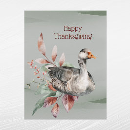 Rustic Grönt Goose Foliage Autumn Thanksgiving Helg Vykort