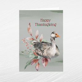 Rustic Grönt Goose Foliage Autumn Thanksgiving Helgkort