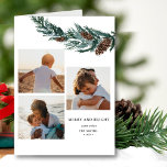 Rustic Grönt Gräs Cone Bough Photo Collage Helgkort<br><div class="desc">Rustic Grönt Gräs Cone Bough Photo Collage Helgdag Card. Skicka semesterhälsningar till vänner, kollegor och familj i enkla, chic, elegant och modern 3-fotosamlingskarta, festkort, naturkort från färg stil! Ett vackert ram av mjuk grönt som målas med vattenfärgen gräs träd lämnar ovanpå dina 3 fotokollage och har söt bruna gräs-koner framför....</div>
