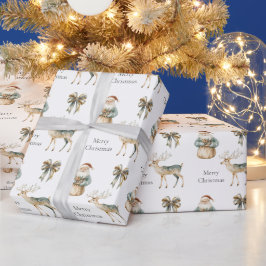 Rustic Grönt Guld Cream Hjort Santa Bows Presentpapper