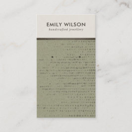 RUSTIC GRÖNT KRAFT WHITE STUD EARRING VISNING CARD VISITKORT