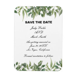 Rustic Grönt Löv Greenery Foliage Save Date Magnet