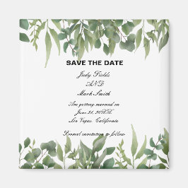 Rustic Grönt Löv Greenery Foliage Save Date Magnet