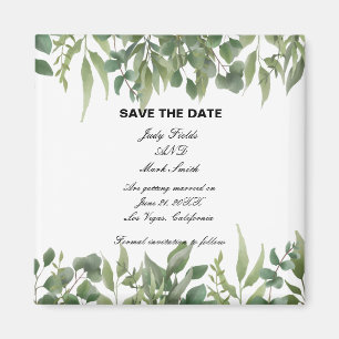 Rustic Grönt Löv Greenery Foliage Save Date Magnet