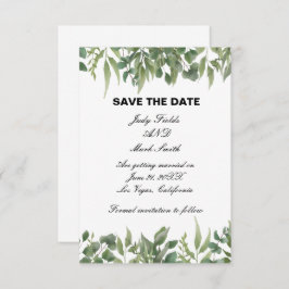 Rustic Grönt Löv Greenery Foliage Save Date Spara Datumet