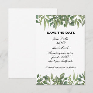 Rustic Grönt Löv Greenery Foliage Save Date Spara Datumet