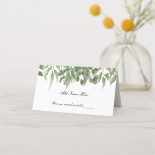 Rustic Grönt Lövs Greenery Foliage Bord Placeringskort