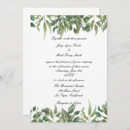 Rustic Grönt Lövs Greenery Foliage Bröllop Inbjudningar