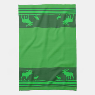 Rustic grönt moose mönster kökshandduk