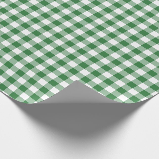 Rustic Grönt och White Gingham Mönster Presentpapper (Hörn)