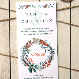 Rustic Grönt och Winter Wedding-inbjudan till kopp Inbjudningar