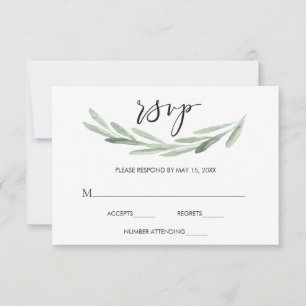 Rustic Grönt Olive Gren Simple Bröllop OSA Kort