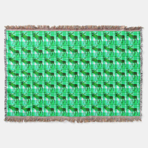 Rustic grönt plaid moose throw filt
