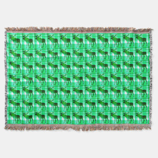 Rustic grönt plaid moose throw filt