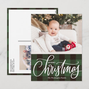 Rustic Grönt Play God jul Photo Helg Vykort