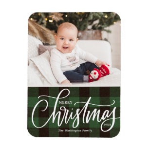 Rustic Grönt Play God jul Photo Magnet