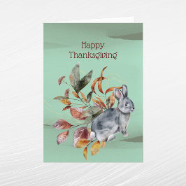 Rustic Grönt Rabbit Foliage Autumn Thanksgiving Helgkort