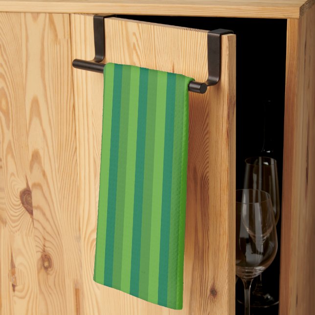 Rustic Grönt stripe Kökshandduk (Thirds Fold)