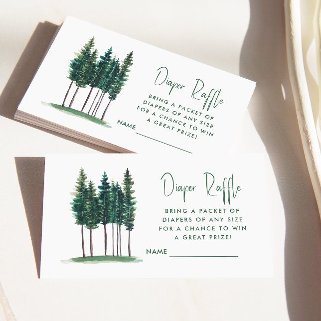 Rustic Grönt Träd Diaper Raffle Tilläggskort (Skapare uppladdad)