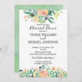 RUSTIC Grönt vattencolor peony Rehearsal Dinner Inbjudningar