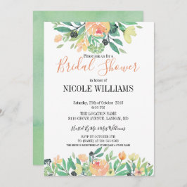 RUSTIC Grönt vattencolor rosa peony Möhippa Inbjudningar