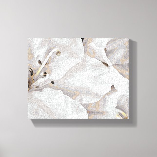 *~* Rustic Grunge Azalea Flowers White Neutralt Canvastryck (Framsida)