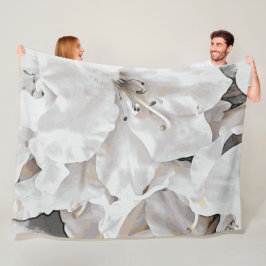 *~* Rustic Grunge Azalea Flowers White Neutralt Fleecefilt