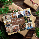 Rustic Grunge Brown jul 10 Photos Collage Julkort<br><div class="desc">Gör dina semesterhälsningar verkligt speciella med vårt roliga inspirerade julkort med 10 kvadratfoton för att fånga och dina omhuldade stunder från året. Vintagen på framsidan säger God jul och mallen gör att du kan anpassa ditt kort med tre linjer anpassningsbar text för familj namn, hälsning och år. På baksidan har...</div>