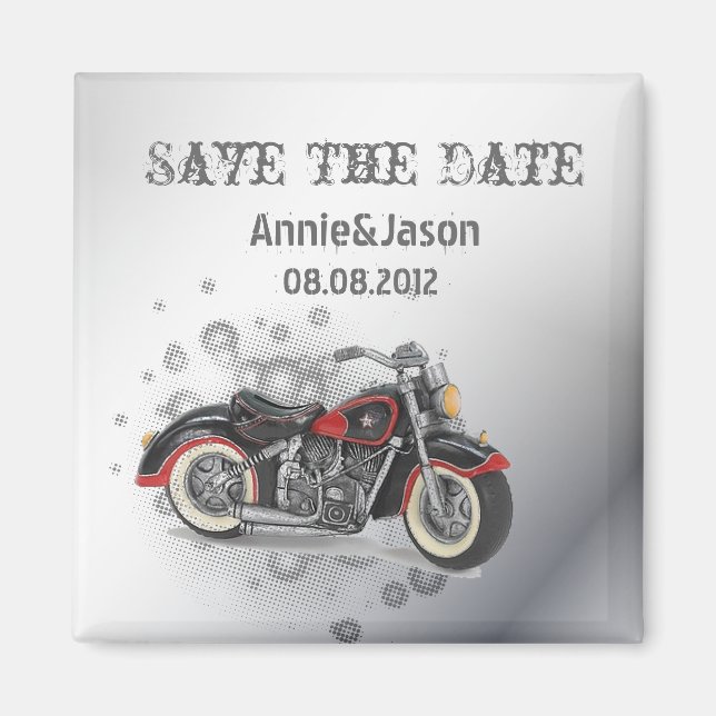 Rustic grunge Motorcyle Biker Bröllop Magnet (Framsidan)