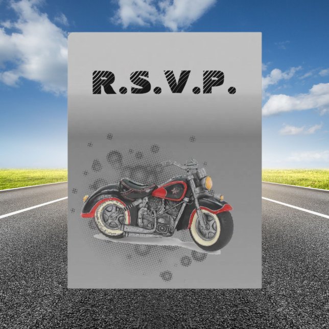 Rustic grunge Motorcyle Biker Bröllop OSA Inbjudan Vykort (Rustic grunge Motorcyle Biker Wedding rsvp Invitation Postcard)