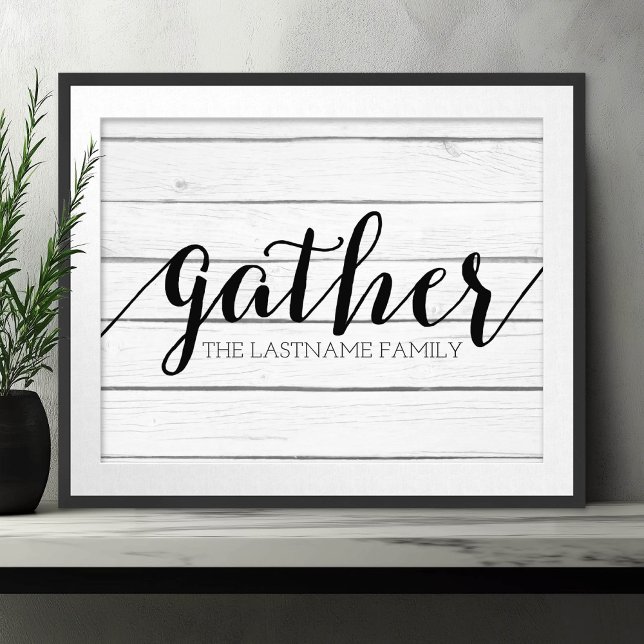 Rustic Gtern - Shiplap Wood med Anpassningsbar Fam Fototryck (Frameable Art)