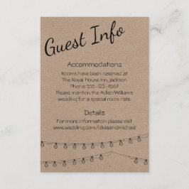 Rustic Guest Information med ljus på kraftverk Tilläggskort