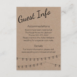 Rustic Guest Information med ljus på kraftverk Tilläggskort