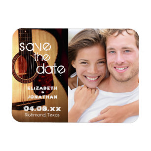 Rustic Guitar Music Land Modern sparar datumet Magnet
